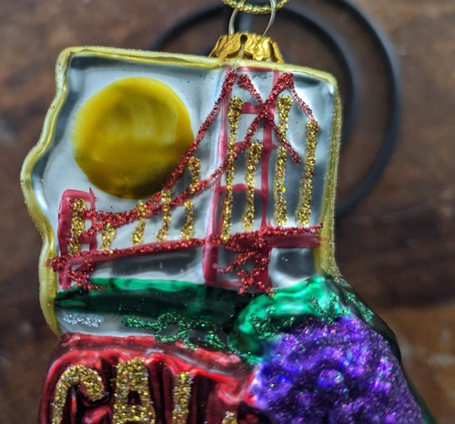 State Of California Glass Ornament With Landmarks - Picture 6 of 8