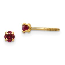 14k Yellow Gold 3mm Garnet Birthstone Stud Earrings Jan 0.15gm L-3mm