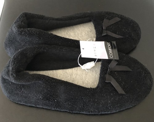 DISCONT Ballet Style Slipper Non Skid Black Terry Cushioned SZ L / 9 NEW w Tags - Picture 2 of 7