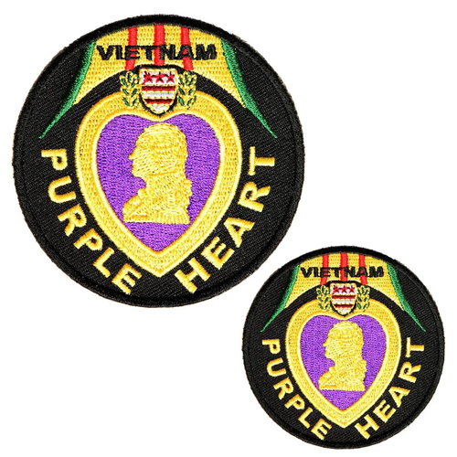 ONE PAIR VIETNAM PURPLE HEART IRON-ON EMBROIDERED SHOULDER PATCHES...2 PIECES.. - Picture 2 of 5