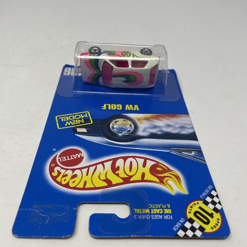 Hot Wheels Volkswagen VW Golf #106 Vintage 1990 Blue Card 1:64 White 5 Spoke - Picture 4 of 19
