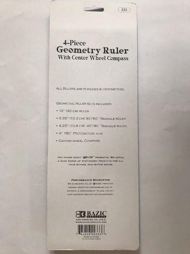 5PC Geometry Ruler Combination Set w Center Wheels Compass School Stationary Set - Picture 4 of 10