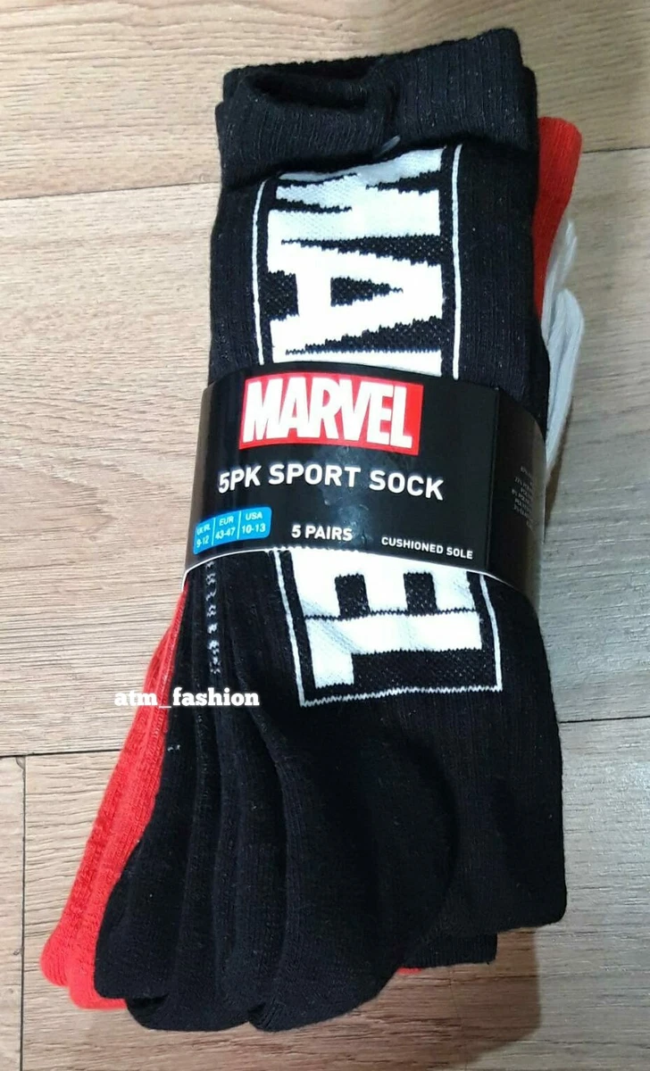 Primark Hombres Marvel Logo 5 Pares Calcetines Redondos Algodón Novedad Calcetines Regalo Reino Unido 9/12