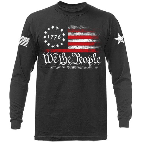We The People US Flagge American Pride Patriotische Grafik Langarm - Bild 3 von 4