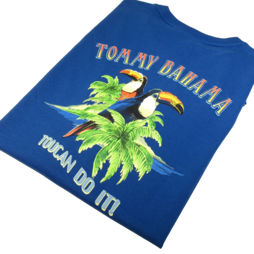 Tommy Bahama T-Shirt Uomo S/S Grafica Tucano Fai Da Te Blu Royal Taglia Large
