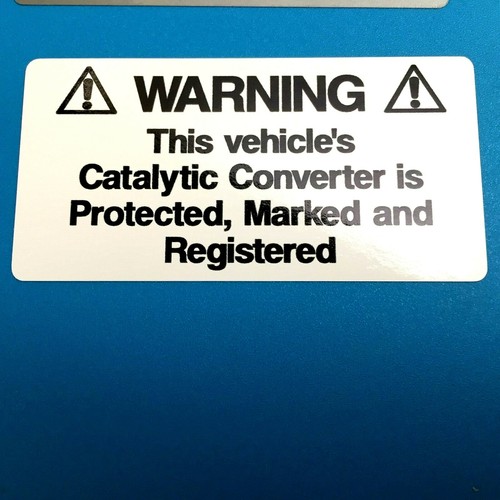 WARNING THIS VEHICLE'S CATALYTIC CONVERTER Van Car Stickers Decals 2 off 75mm - Picture 4 of 4