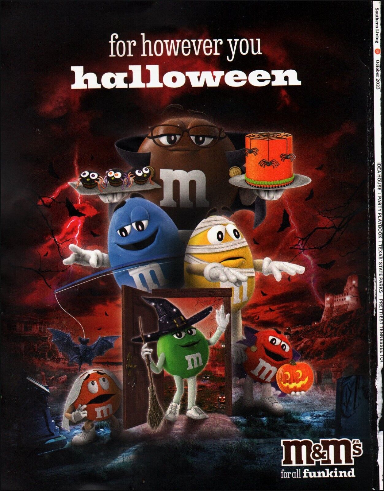 2022 Print ad M&M's Halloween Art Candy Witch Hat Broom Cute 12/20/22
