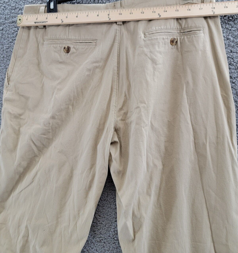 Club Room Four-Way Stretch Pants Men's 34W 32L Light Khaki Button Zip Closure - Picture 13 of 15