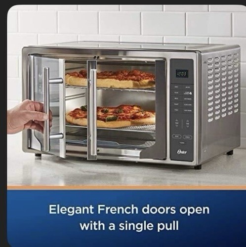 Oster Extra Large Single Pull French Door Turbo Convection Toaster Oven w/ 2 ...