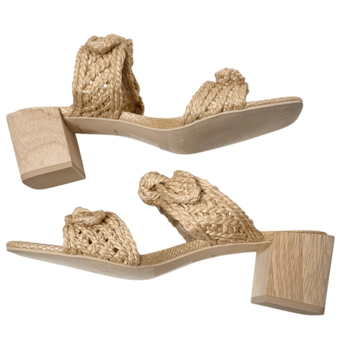 Dolce Vita Women's Zemmie Natural Raffia Low Wooden Block Heel Sandals Size 9 - Picture 6 of 10