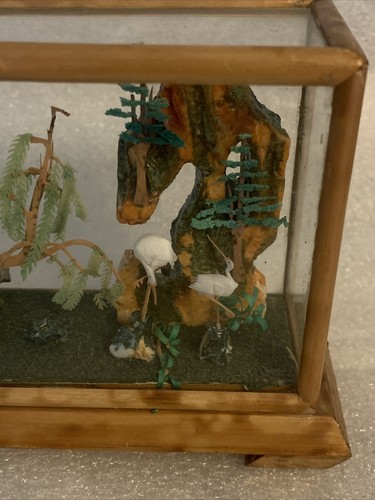 Östliche Miniatur chinesische Korkskulptur Bambusrahmen Glasetui Diorama Pagode - Bild 7 von 14