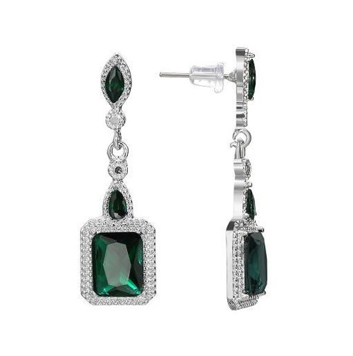 Amazing Square Red Kunzite Green Topaz Gems Silver Hook Stud Earrings Women - Picture 14 of 14