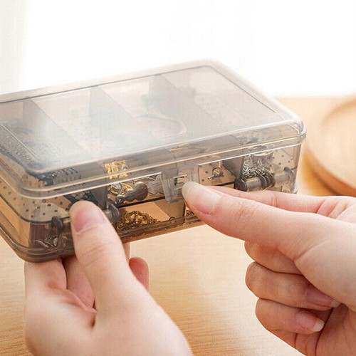 Double Layer Plastic Storage Box Small Clear Jewelry Organizer Case Container - Picture 9 of 19