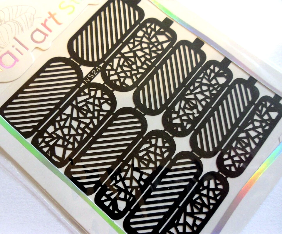 Nail Art Diecut Manicure Stencils Guide Stripes Glass Style Tip Stickers S24