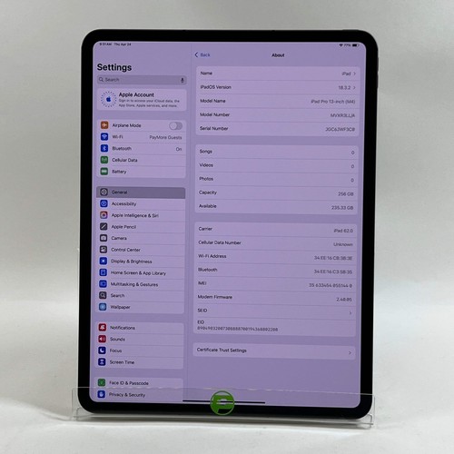 Unlocked Apple iPad Pro 13" M4 256GB 18.3.2 Space Gray MVXR3LL/A - Picture 4 of 12