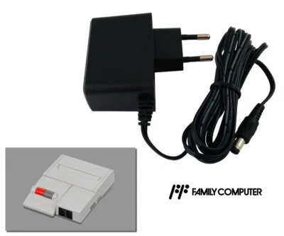 RETRO GAME SUPPLY Power Supply for Nintendo Famicom AV - 2m Cable - EU Plug - AC Adapter PSU
