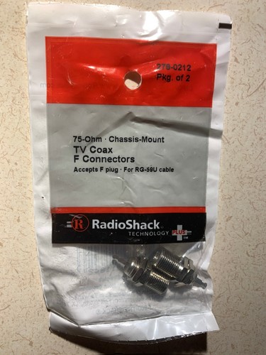 NEW! RadioShack 75 Ohm Panel-Mount F-61 Coax F Jack (2pk) 2780212 *FREE SHIP* - Picture 3 of 5