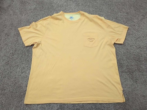 Tommy Bahama T Shirt Mens XXL Yellow Logo Pocket 100% Cotton Relax Casual