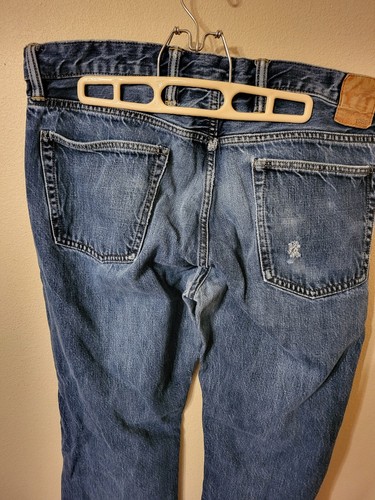 Gap 1969 Mens Jeans Straight 36 X 30 Distressed Hole Knee Blue Great Item 5 Pock - Picture 17 of 24