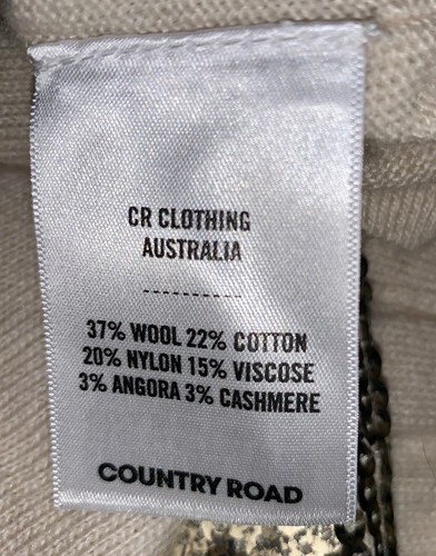 Country Road, Beige, Cashmere, Cotton, Viscose, Stretch Jumper, Size L 14-16 - Picture 14 of 14