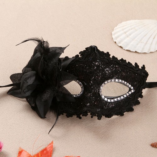 Glitter Masquerade Feather Venetian Mask Fancy Dress Party Theme Ball Eye Mask☋ - Picture 4 of 25