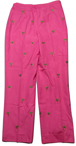 BROOKS BROTHERS 346 Women Size 8 Pink Embroidered Palm Tree Lined Chino Pants - 第 1/13 張圖片