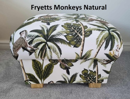 Storage Footstool Fryetts Monkeys Fabrics Rainforest Pouffe Jungle Apes Nursery - Picture 3 of 49