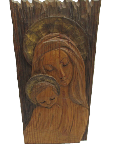 Vintage Virgin Mary Handcrafted Wood Carving Decorative WallHanging Icon Spain* - Picture 2 of 8