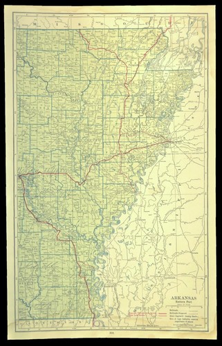 Eastern ARKANSAS Map Highway Trails Jonesboro Pine Bluff RARO 1920 Strada - Foto 3 di 8