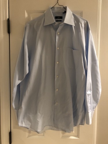Hugo Boss Men's Blue And White Long Sleeve Button Down Shirt 16, 32/33 EUC - Picture 2 of 2