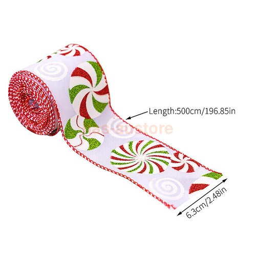 2024 Christmas Ribbon Gift Presents Tying Bow Crafts 5 Metre Reel 6.3cm Width - Picture 3 of 19
