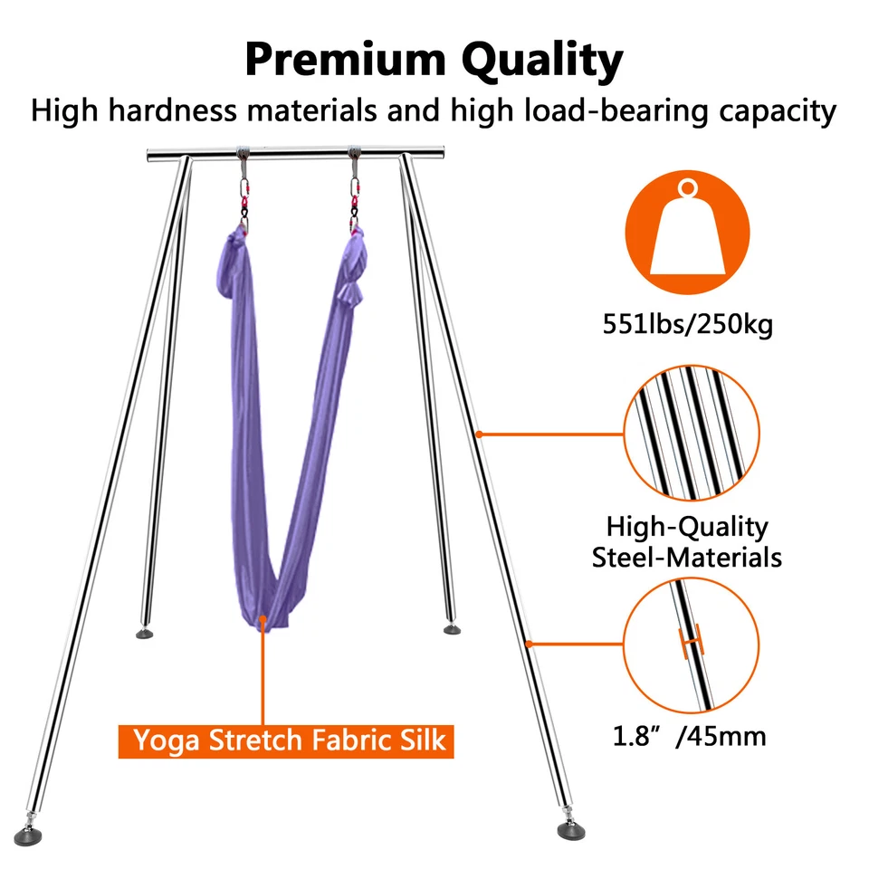 Soporte de yoga Ginkman 2 colores 6,6 pies ~ 9,6 pies altura ajustable con seda aérea de 18 pies Foto 3 de 4