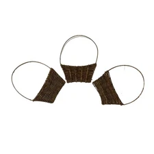 3 Vintage Boho Flat Wall Hanging Woven Basket Wicker Decor Farmhouse Rustic