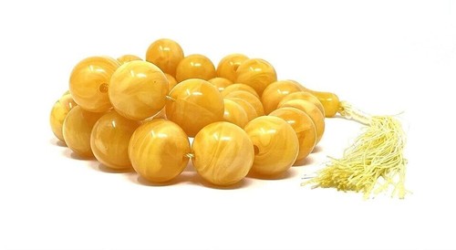 Natural and AAA+ Certified Round Beads Yellow Baltic Amber Mala Or Peeli Amber - Picture 2 of 3