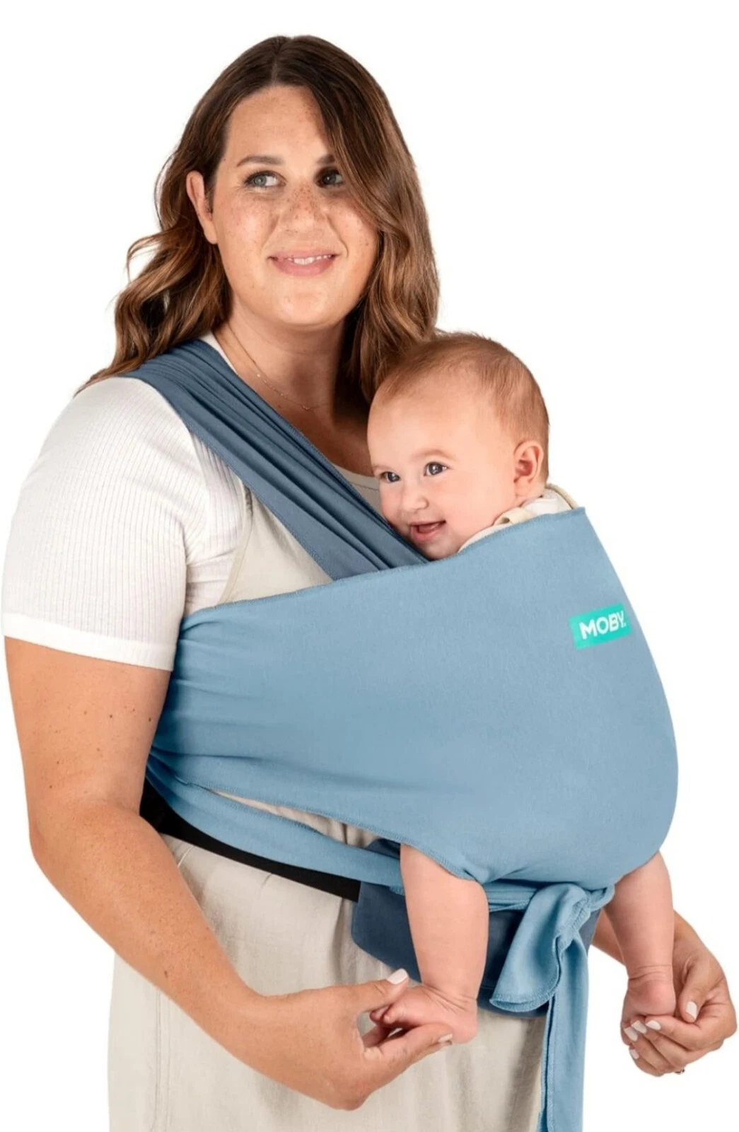 Moby Easy-Wrap Carrier, Baby Carrier & Wrap in One,Carries Up To 33 LbsSea Blue