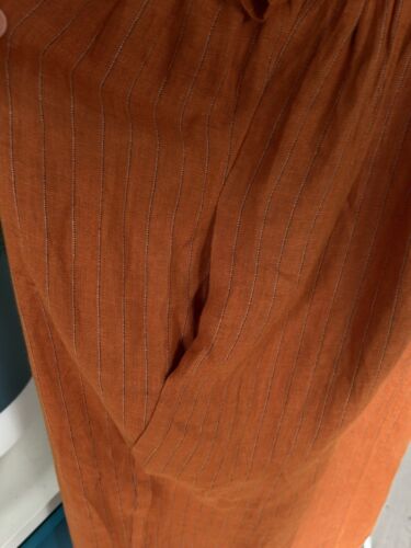 Donna Donna Linen Long Button Front Dress With Gathered Waist & Pockets. Sz L/XL - Picture 5 of 8