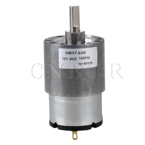 DC12V 16RPM Mini Metal High Torque Gear Box Electric Motor 37mm Silver