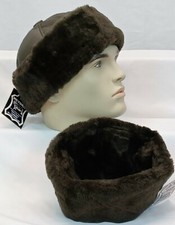 MILITARY GREEN Sheepskin Shearling Leather Fur Beanie Round Bucket Hat S-3XL