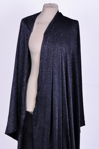 STUNNING BLACK POLYESTER JERSEY WOVEN SILVER LUREX THREAD FABRIC DRESS CRAFT - Picture 2 of 6