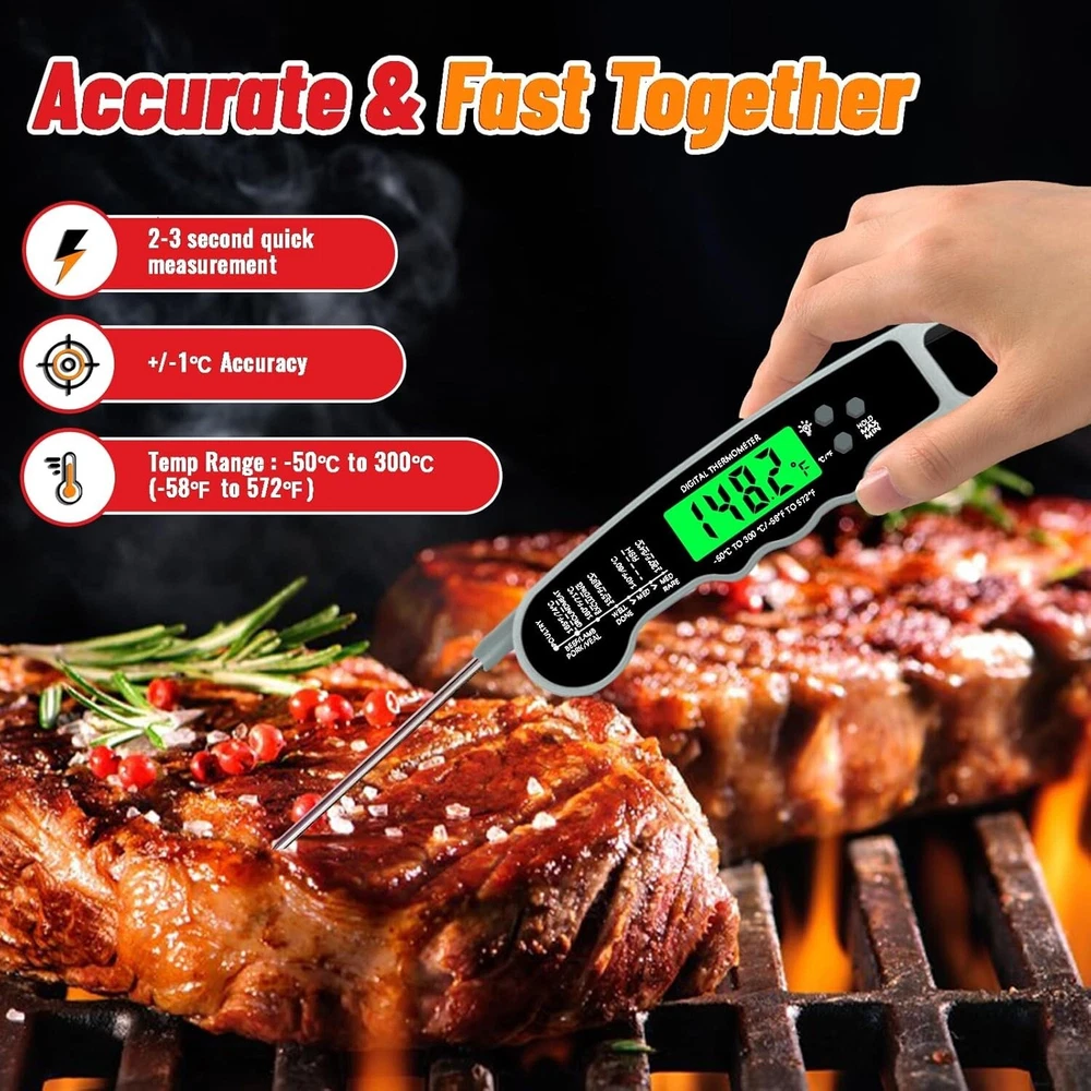 Meat Thermometer Digital, IP67 Waterproof Food Thermometer for Cooking & Baking
