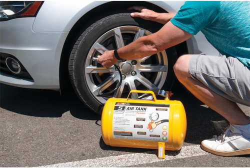 Performance Tool W10005 Hi-Viz 5-Gallon Horizontal Portable Air Tank with Tire A - Picture 6 of 12
