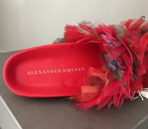 Alexander McQueen Damen-Pantoletten 9 US Blumendruck plissiert Organza $ 11190 - Bild 2 von 5