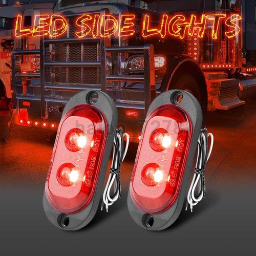Side Marker Lights 2" LED Truck Trailer Van Oval Clearance Light Lamp Waterproof - Picture 4 of 21