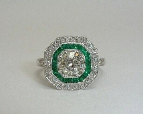 Alianza de boda vintage de diamante simulado de corte redondo de 2,45 quilates enchapado en oro blanco de 14 quilates - Imagen 7 de 8