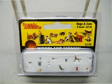 WOODLAND SCENICS DOGS & CATS FIGURES 12 PIECES N SCALE scenery train WDS2140 NEW