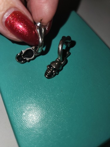 Sterling Silver Scull Earrings - Picture 8 of 8