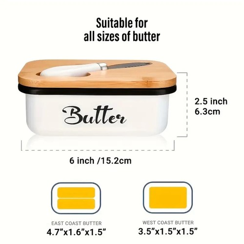 Sea Blue Butter Dish with Lid & Curler Knife Metal Keeper + Silicone Sealing - Picture 2 of 3