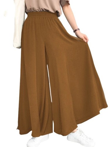 Pantalones largos para mujer cintura alta pierna ancha talla grande - Imagen 12 de 36