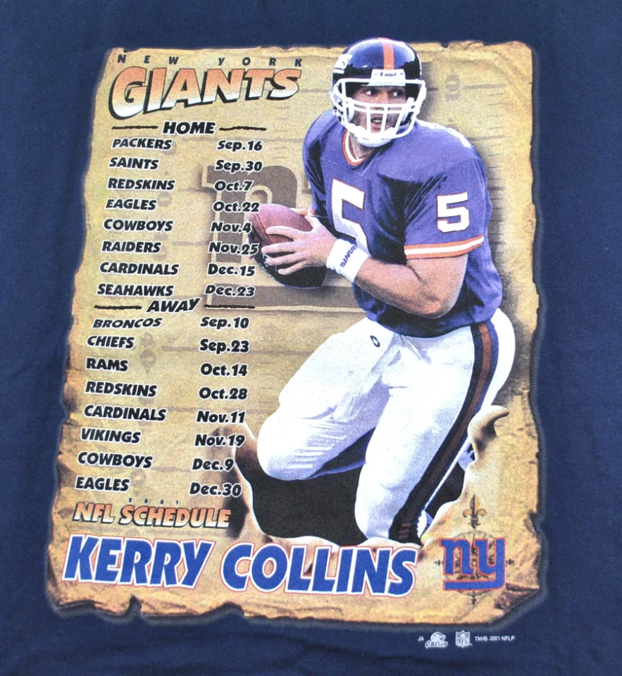 Camisa vintage de los New York Giants Kerry Collins 2001 talla grande Foto 2 de 2