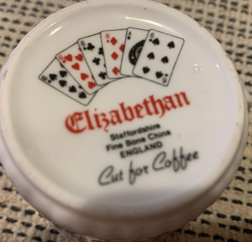 Elizabeth Stafford Shine Bone In China Playing Cards Coffee Tea Cup 2.5x 3” - Picture 8 of 9